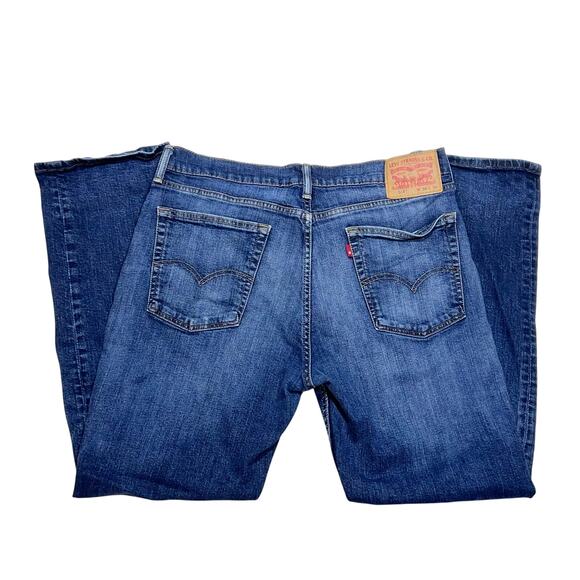 Levis 514 Jeans Men 36x30 Dark Blue Denim Wash Loose Straight Mid Rise Used - Picture 5 of 11